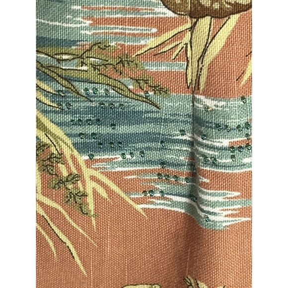 VtgTalbots Dress Hawaiian Tropical Sheath Beaded Monkey V Neck Size 8 - Picture 11 of 16